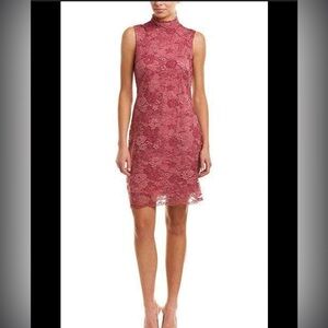 Neiman Marcus Sleeveless high neck lace dress, pink, size 10, NWT